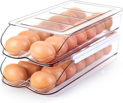 Egg Holder for Fridge, Automatic Rolling Egg Container for Refrigerator by RoskDeewat