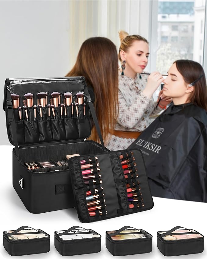 Relavel Extra Large Makeup Case Professional Cosmetic Storage Organizer Box - Image 2