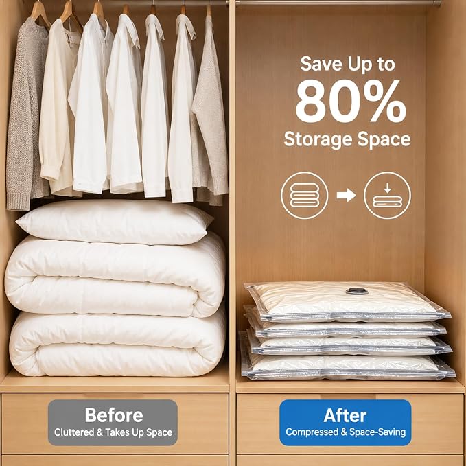 Vacuum Compression Bags with 2‑in‑1 Rechargeable Air Pump, 16 Pack Multi‑Size - Image 5