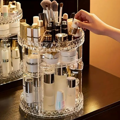 360-Degree Rotating Makeup Organizer, 2-Tier Clear Acrylic Cosmetic Storage - Image 2