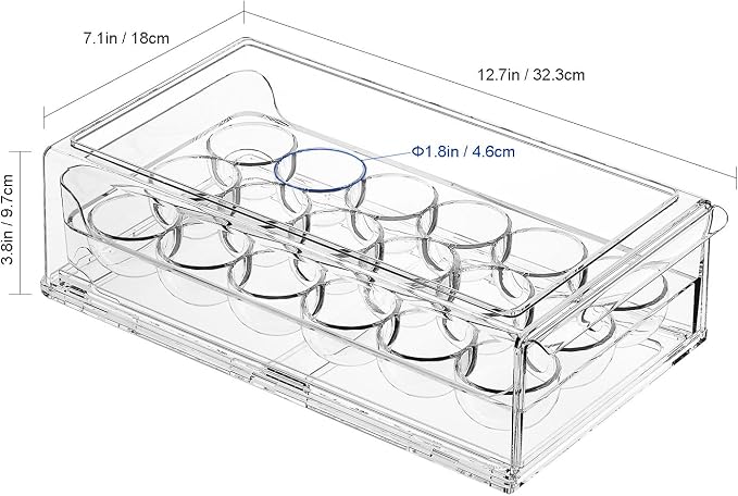 BPA Free Refrigerator Organizer Bins, Stackable Egg Holder, 18 Egg Tray - Image 4
