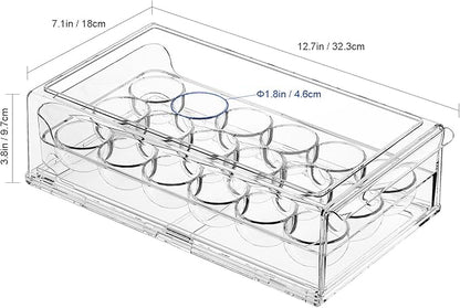 BPA Free Refrigerator Organizer Bins, Stackable Egg Holder, 18 Egg Tray - Image 4