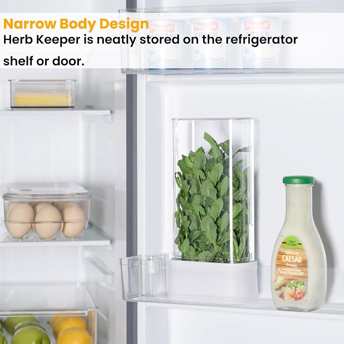 vacane Herb Keeper for Refrigerator, Fresh Herb Saver Herb Storage Containers - Image 2