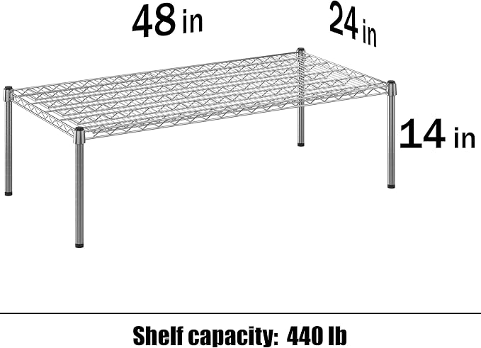 24" Deep x 48" Wide x 14" Height Wire Shelving Kit | 1-Tier | NSF Commercial - Image 3