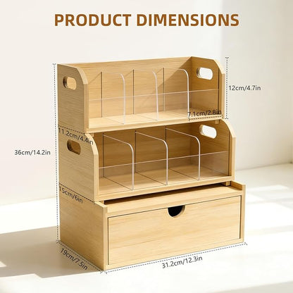 3-Layer Stackable Bamboo Tea Bag Organizer - Image 2