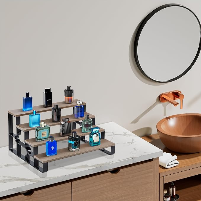 4 Tier Cologne Organizer for Men, Wooden Perfume Organizer Stand, Waterproof - Image 4