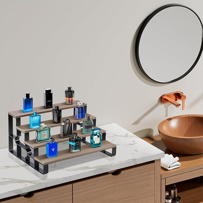 4 Tier Cologne Organizer for Men, Wooden Perfume Organizer Stand, Waterproof - Image 4