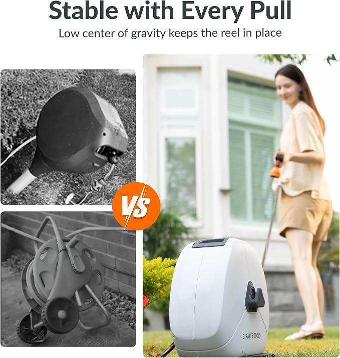 Giraffe Tools Retractable Heavy Duty Hose Reel, 1/2" x 130FT Automatic Rewind - Image 5