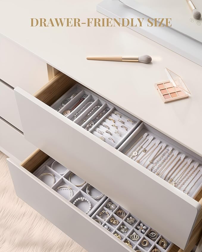 Lolalet Jewelry Drawer Organizer Inserts, Stackable Velvet Tray Jewelry Storage - Image 2