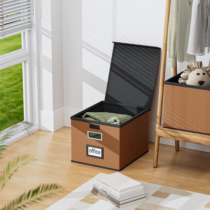 File Organizer Box with Lids, Collapsible File Folder Organizer | File Box with - Image 5