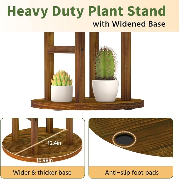 LASZOLA 4 Tiered Wood Plant Stand Indoor Corner, Flower Holder Rack Tall - Image 5