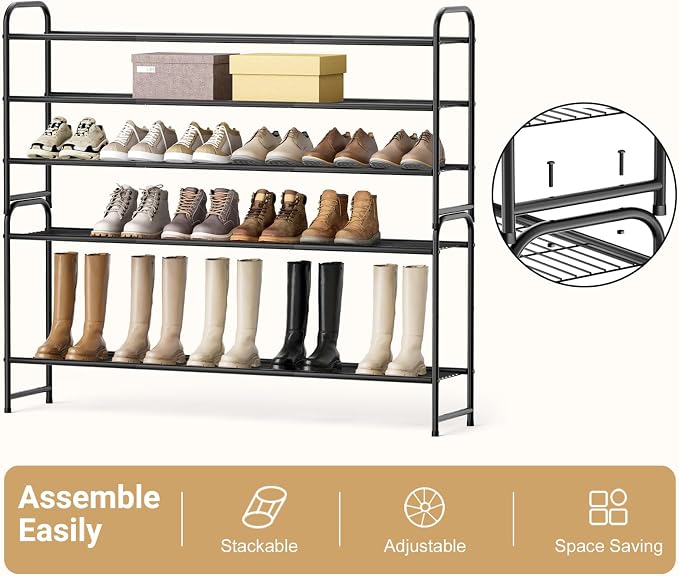 KEETDY 3-Tier Long Shoe Rack for Closet Metal Shoe Organizer for Entryway - Image 5