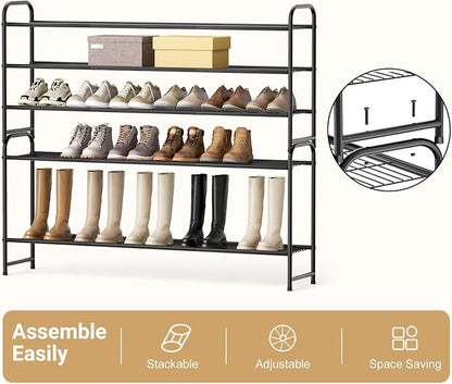 KEETDY 3-Tier Long Shoe Rack for Closet Metal Shoe Organizer for Entryway - Image 5