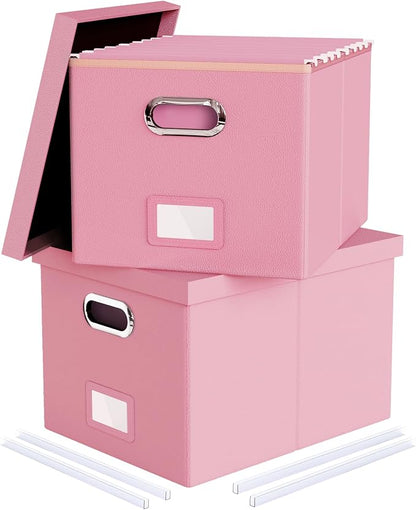 2 Pack File Storage Organizer Box, Filing Box, Portable File Box by Oterri