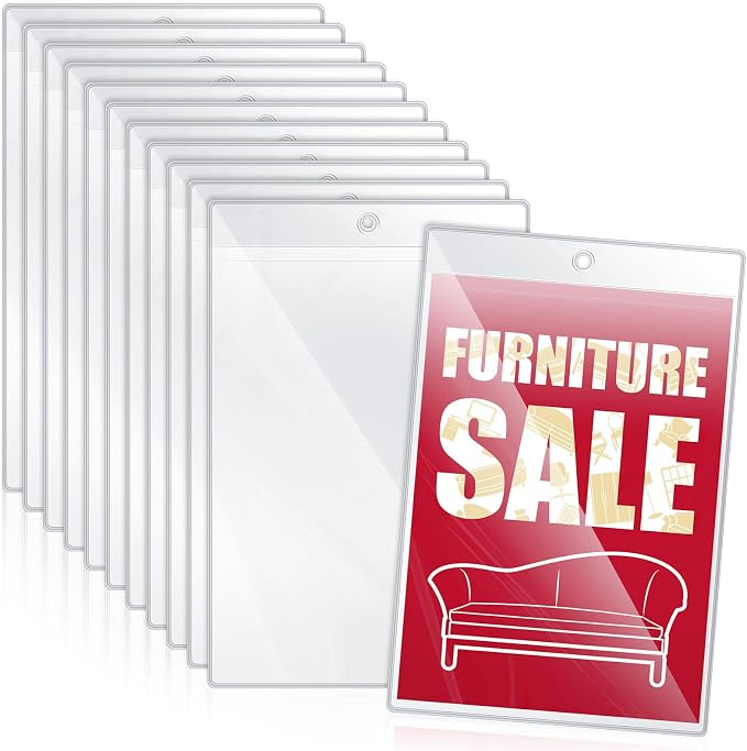 25 Pcs Clear Plastic Furniture Tags Holders Bulk 5 x 7 Inch by Unknown