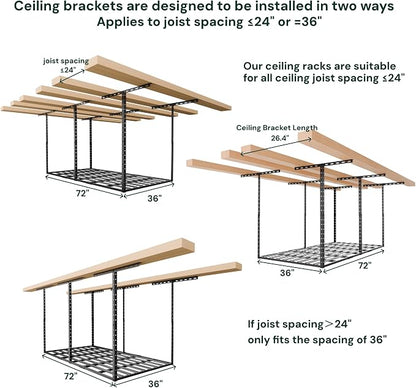 SunsGrove 3x6 Garage Storage Overhead Rack Organization, Adjustable Ceiling - Image 7