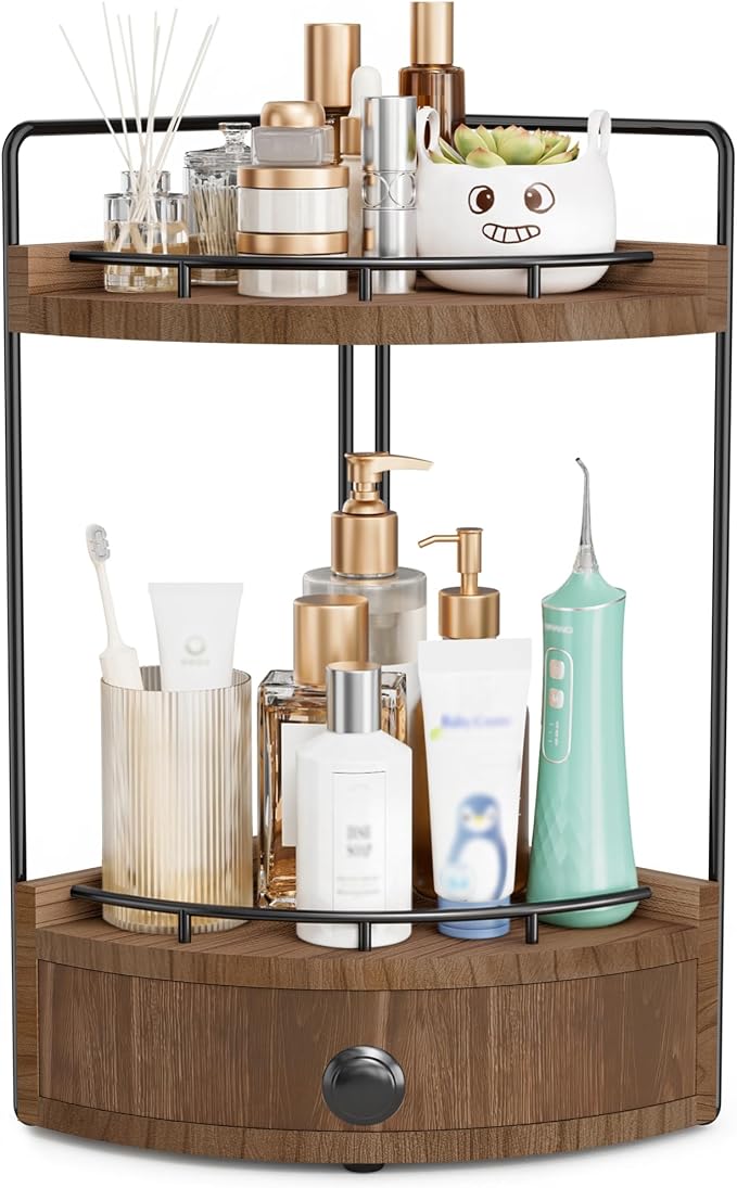 2-Tier Corner Bathroom Counter Organizer by Unknown