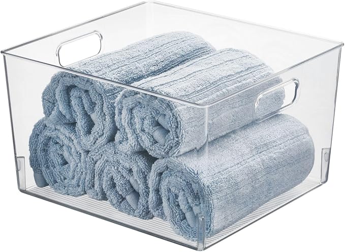 mDesign Large Modern Stackable Plastic Storage Organizer Bin Basket - Image 5