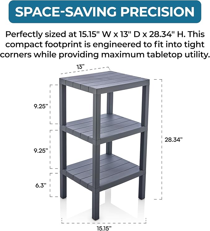 Honey-Can-Do 3-Tier Plastic Storage Shelf, Freestanding, closet or office - Image 2