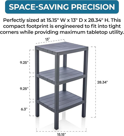 Honey-Can-Do 3-Tier Plastic Storage Shelf, Freestanding, closet or office - Image 2