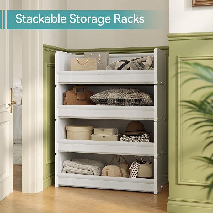 FOUCSSOMEI Closet Organizer and Storage, 4 Tier Stackable Storage Organizer - Image 4
