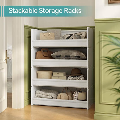 FOUCSSOMEI Closet Organizer and Storage, 4 Tier Stackable Storage Organizer - Image 4