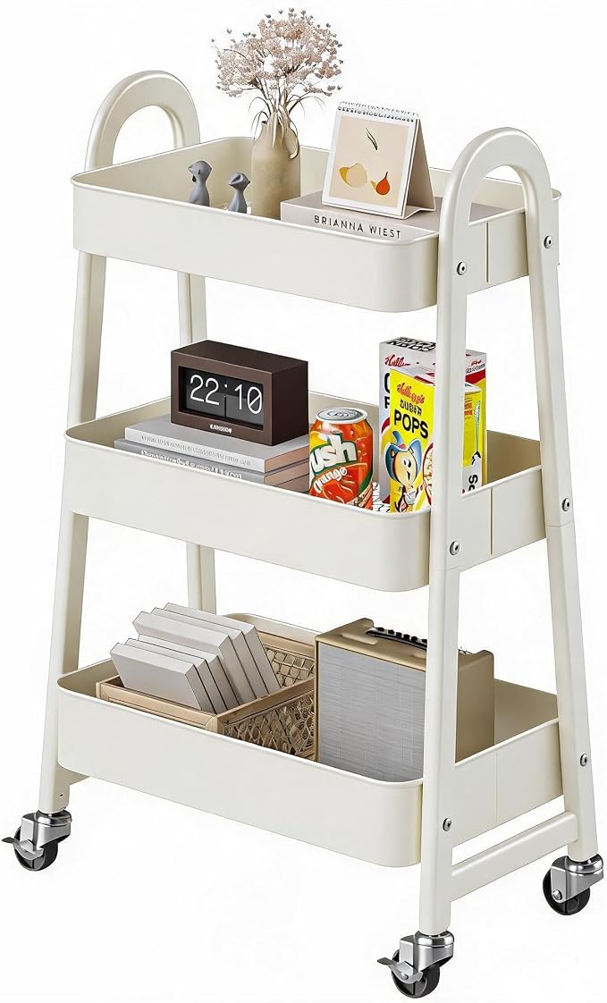 DUMOS 3 Tiers Metal Rolling Utility Cart by DumosLifestyle