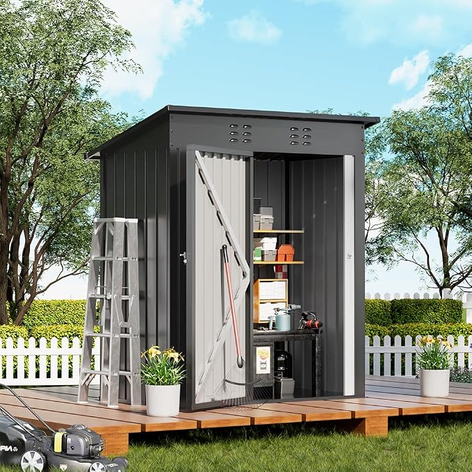 COMHOMA Shed Outdoor Storage Shed Metal, Lockable Doors Tool Sheds by ComHoma