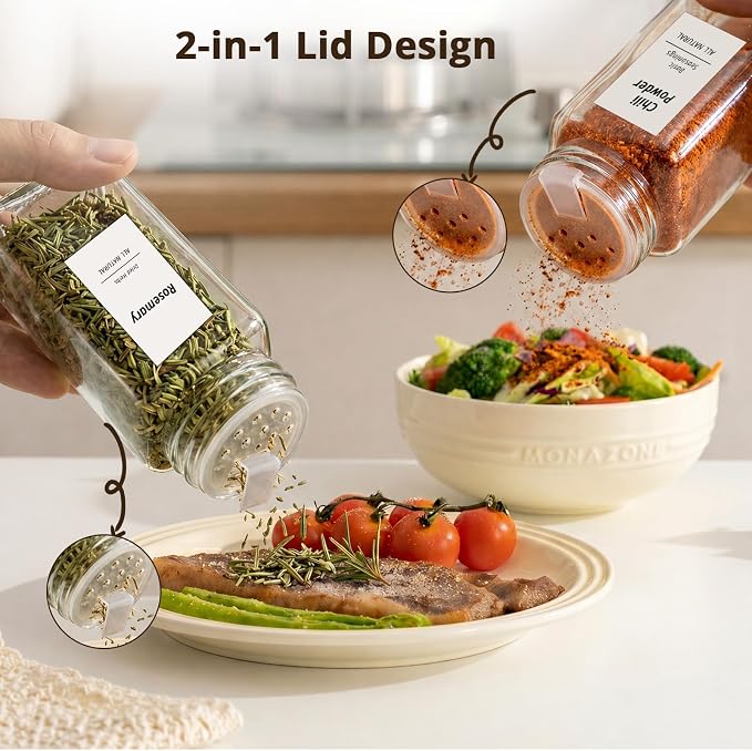 SHOWIN Spice Jars with Label, 4oz Spice Containers with Bamboo Lids 24pcs - Image 4