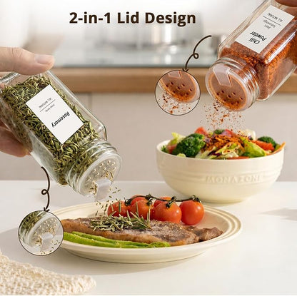 SHOWIN Spice Jars with Label, 8oz Spice Containers with Bamboo Lids 12pcs - Image 4
