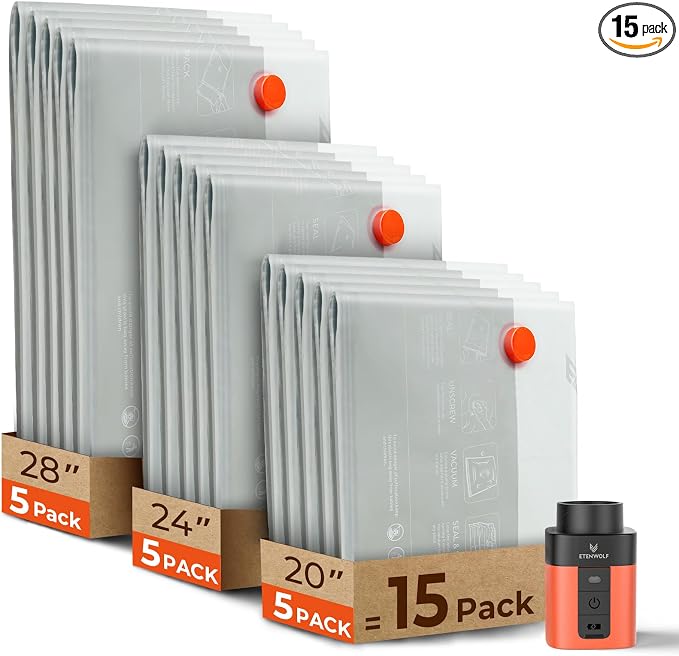 ETENWOLF 15 Pack Reusable Vacuum Storage Bags by ETENWOLF