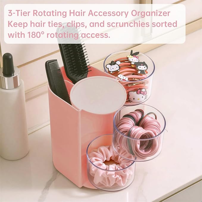 Clear Hair Accessories Organizer & Hair Brush Holder, Rotatable Makeup Brush - Image 7