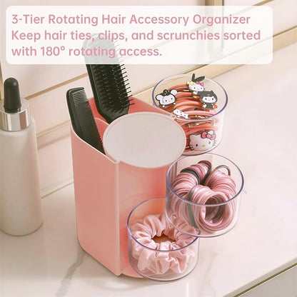 Clear Hair Accessories Organizer & Hair Brush Holder, Rotatable Makeup Brush - Image 7