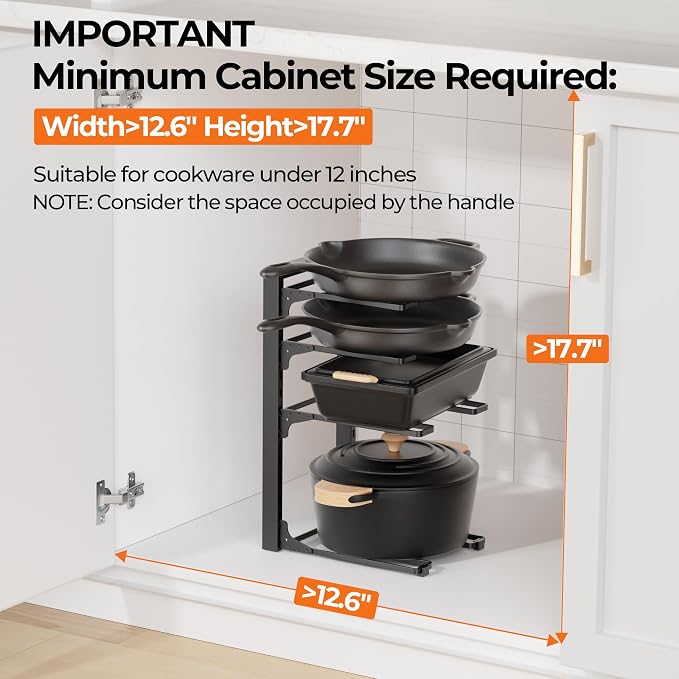 MUDEELA 2 Pack Pots and Pans Organizer under Cabinet, 4-Tier Heavy Duty Pan - Image 2
