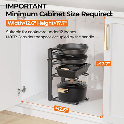 MUDEELA 2 Pack Pots and Pans Organizer under Cabinet, 4-Tier Heavy Duty Pan - Image 2