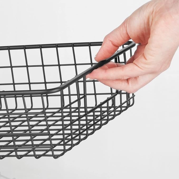 mDesign Wide Wire Storage Basket - Image 5
