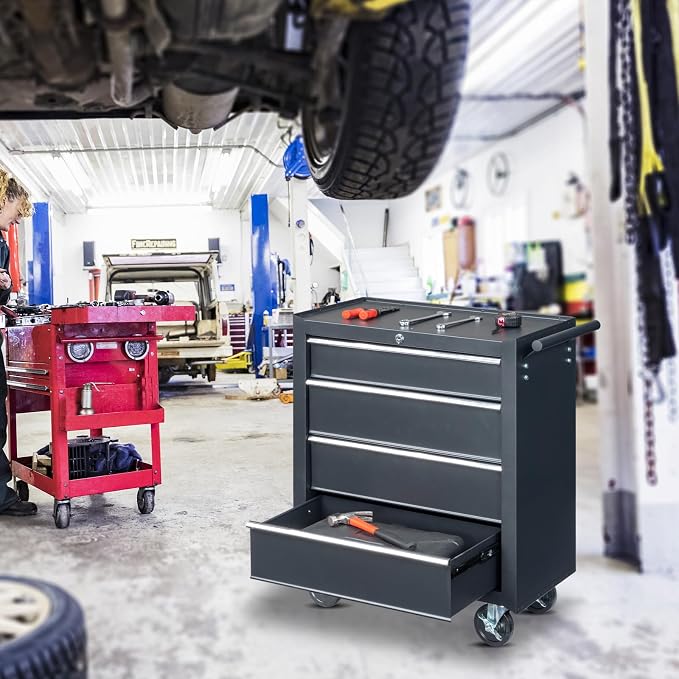 Metal Rolling Tool Box Organizer | Lockable Tool Chest - Image 3