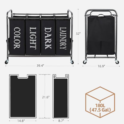 STORAGE MANIAC Laundry Sorter 4 Section, 47.8 Gal Laundry Hamper - Image 3