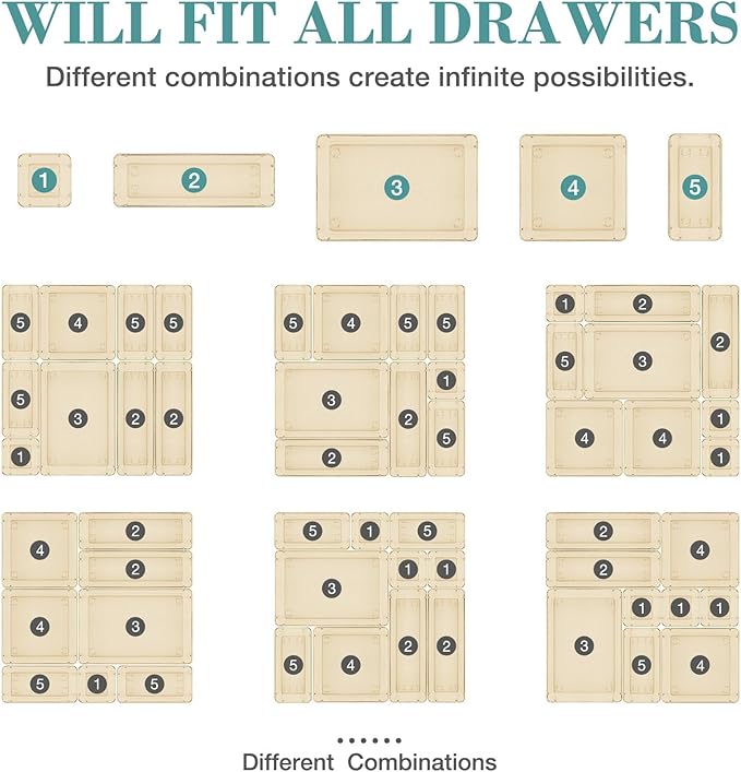 25 PCS Drawer Organizer Set, 5 Varied Size Bathroom and kitchen Drawer cabinet - Image 4