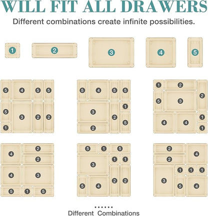 25 PCS Drawer Organizer Set, 5 Varied Size Bathroom and kitchen Drawer cabinet - Image 4