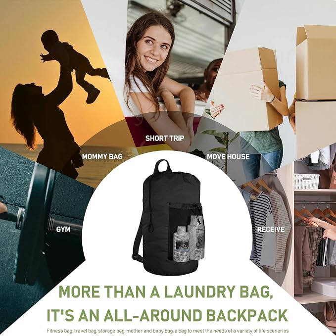Laundry Bag Backpack, Large Travel Laundry Bags - Image 7