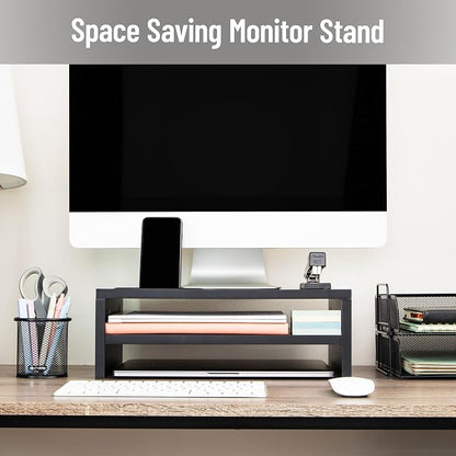 Mind Reader Monitor Stand with Phone Slot and Storage Shelf, Desktop Riser - Image 4