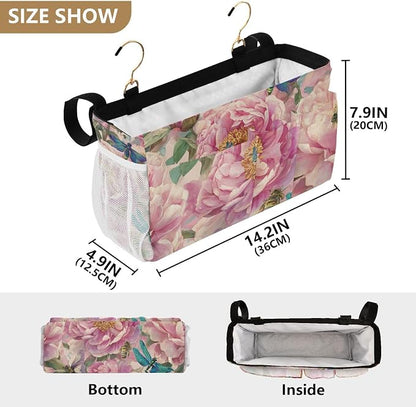 Pink Peony Bee Dragonfly Bedside Caddy - Image 4