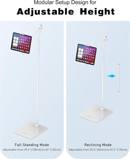 AboveTEK Tablet Floor Stand, Stylish Adjustable Height iPad Floor Stand - Image 7