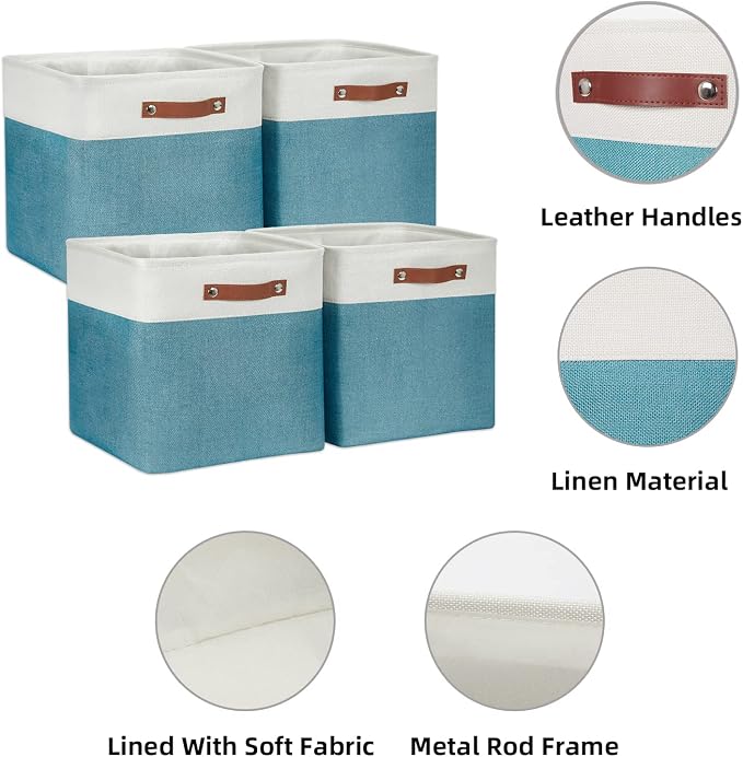 HNZIGE Fabric Storage Cubes Baskets, 13 Inch Cube Storage Bins - Image 5