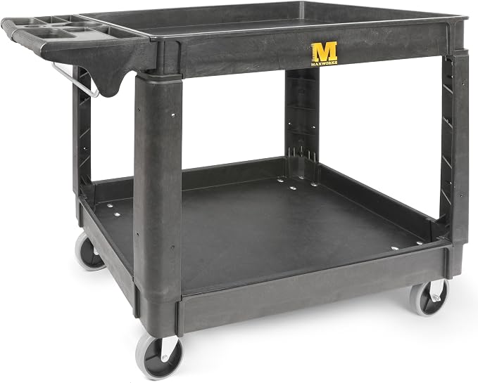 MaxWorks Heavy Duty 2‑Shelf Service Cart 500 lb Capacity Polypropylene Utility - Image 11