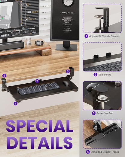 Ergonomic Mouse & Keyboard Tray Under Desk, Pull Out - Image 5