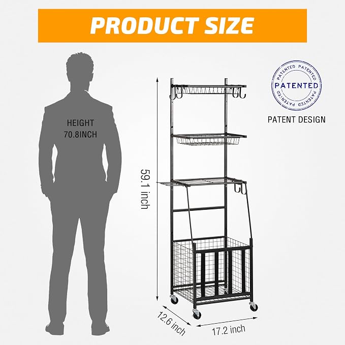 PLKOW Sports Equipment Storage for Garage, Indoor/Outdoor Sports Rack for Garage - Image 2