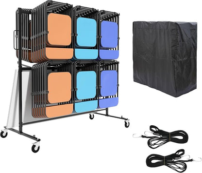 Folding Chair Rack with Wheels, Folding Chair Cart by HIMcup