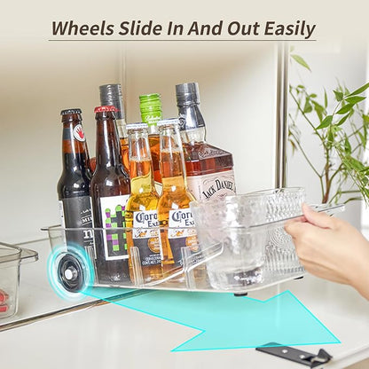 Attelite 3 Pack Fridge Organizer on Wheels, Roll Out Refrigerator Organizers - Image 3